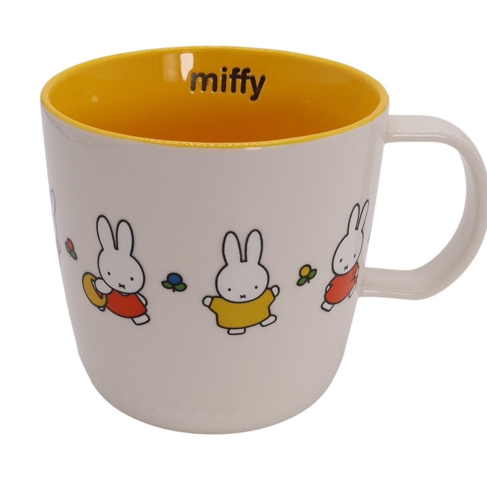 Miffy by Magenta Ceramic Coffee Mug White Yellow Interior Dick Bruna Bunny 4x4